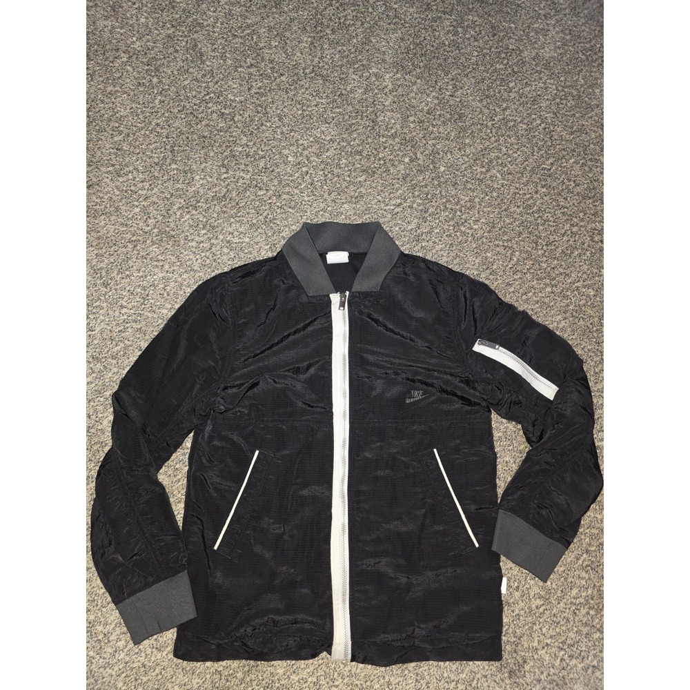 Nike Kids Sportswear Bomber Jacket Black White Zip DM8115-010 Size Large L